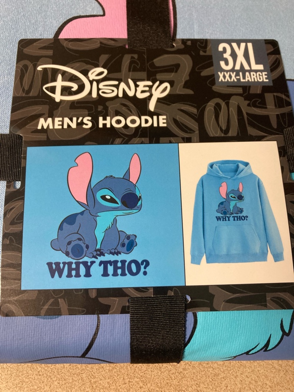 Disney Light Blue Hoodie with Pink Ear Accents - Stitch Graphic